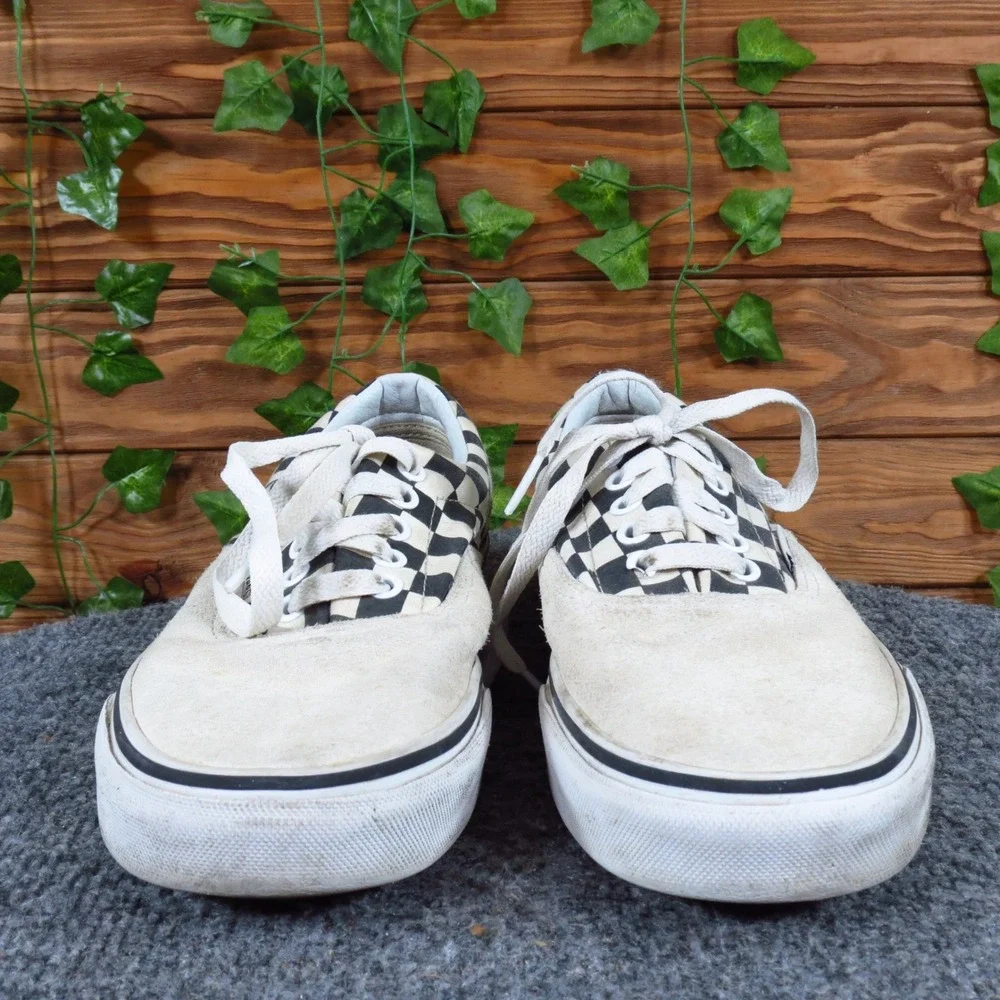 Vans Era Checkerboard‎ Mens 8 Womens 9.5 Skate Shoes Cream Black Suede Canvas